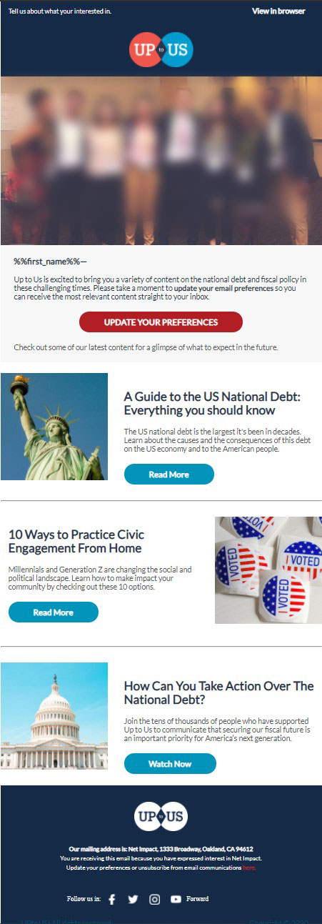 Up to Us Email Template